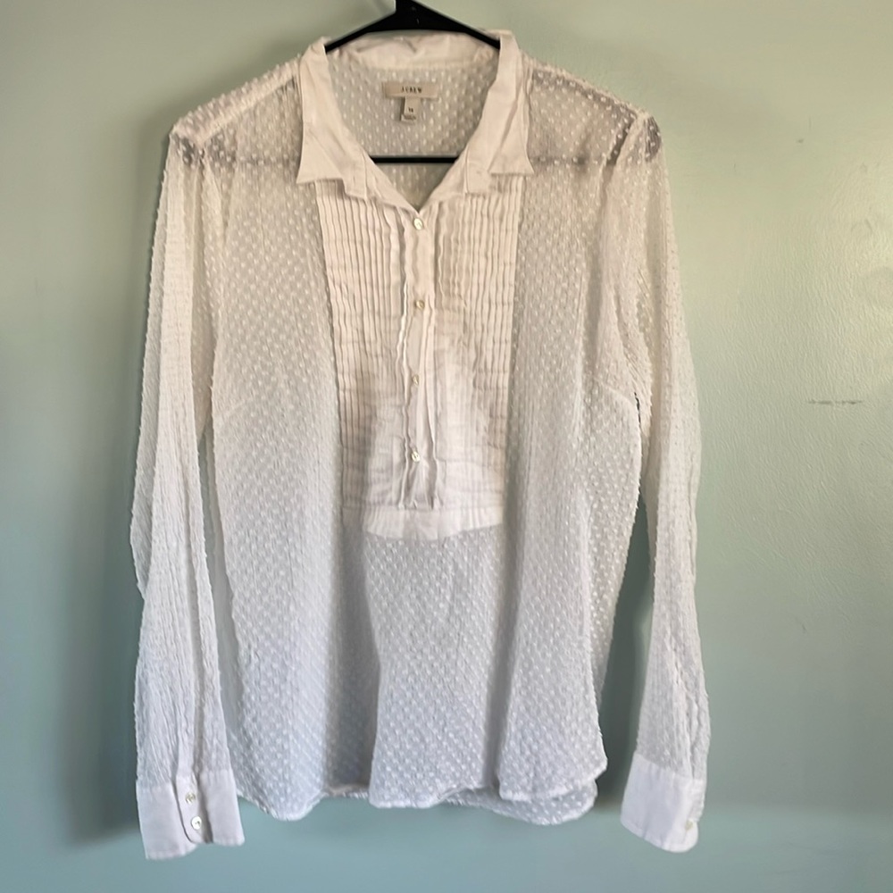 J Crew Semi sheer white cotton tunic